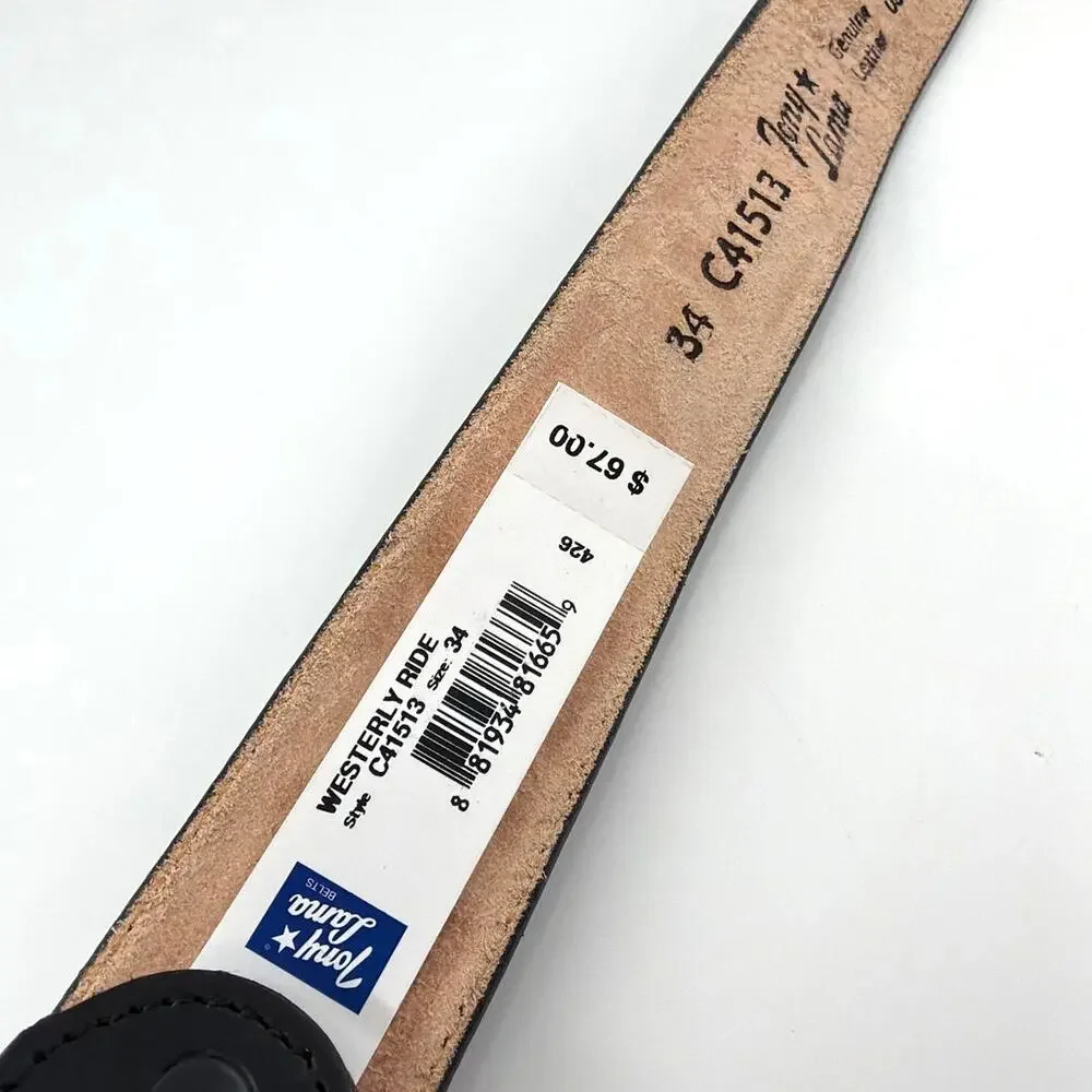 Tony Lama Men's Black Westerly Ride Belt Size 34